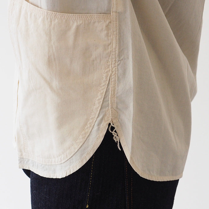 graphzero Hem Pocket Long Sleeve Shirt Selvage White Chambray Fabric White Long Sleeve Men Women [GZ-HMPK-0111-OWH] 