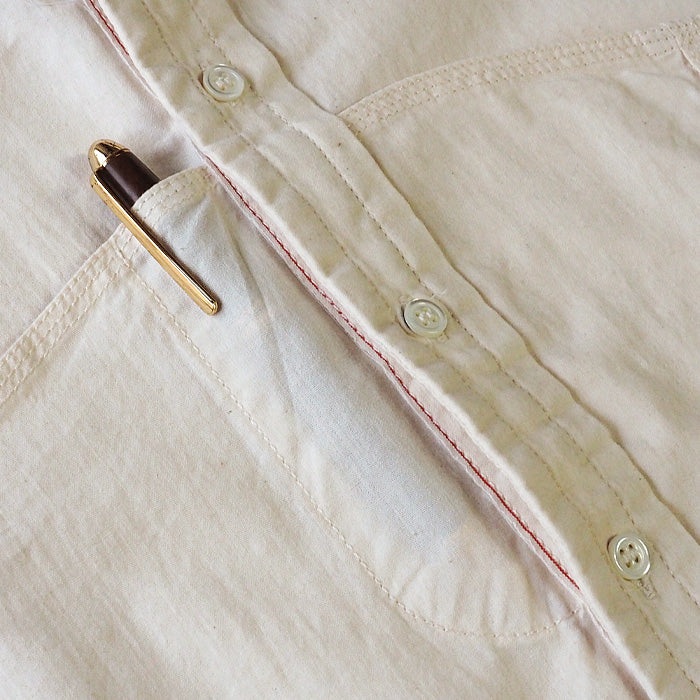 graphzero Hem Pocket Long Sleeve Shirt Selvage White Chambray Fabric White Long Sleeve Men Women [GZ-HMPK-0111-OWH] 