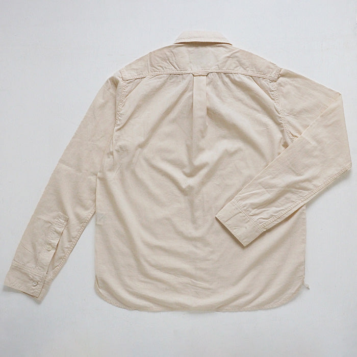 graphzero Hem Pocket Long Sleeve Shirt Selvage White Chambray Fabric White Long Sleeve Men Women [GZ-HMPK-0111-OWH] 