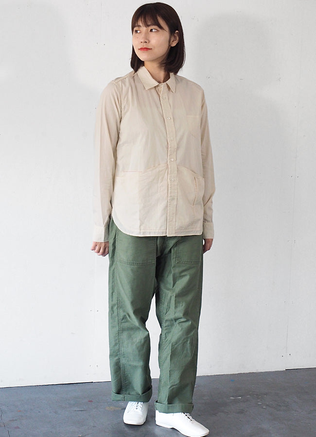 graphzero Hem Pocket Long Sleeve Shirt Selvage White Chambray Fabric White Long Sleeve Men Women [GZ-HMPK-0111-OWH] 