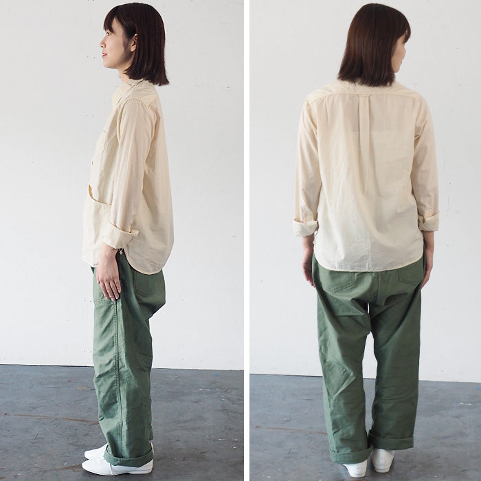 graphzero Hem Pocket Long Sleeve Shirt Selvage White Chambray Fabric White Long Sleeve Men Women [GZ-HMPK-0111-OWH] 