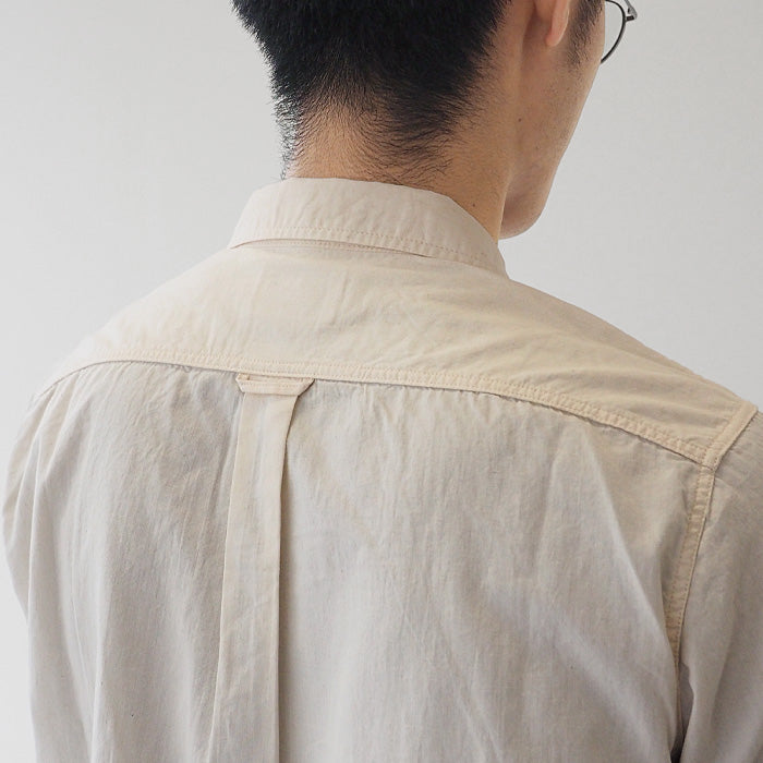 graphzero Hem Pocket Long Sleeve Shirt Selvage White Chambray Fabric White Long Sleeve Men Women [GZ-HMPK-0111-OWH] 