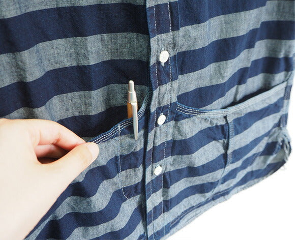 graphzero Hem pocket shirt short sleeve gray border men's [GZ-HMPKS-BD-MENS] 