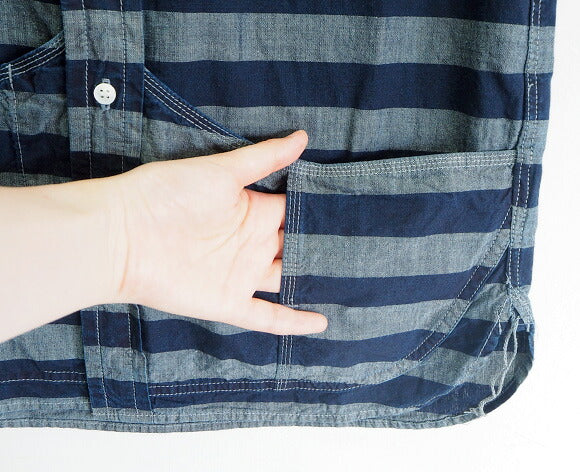 graphzero Hem pocket shirt short sleeve gray border men's [GZ-HMPKS-BD-MENS] 