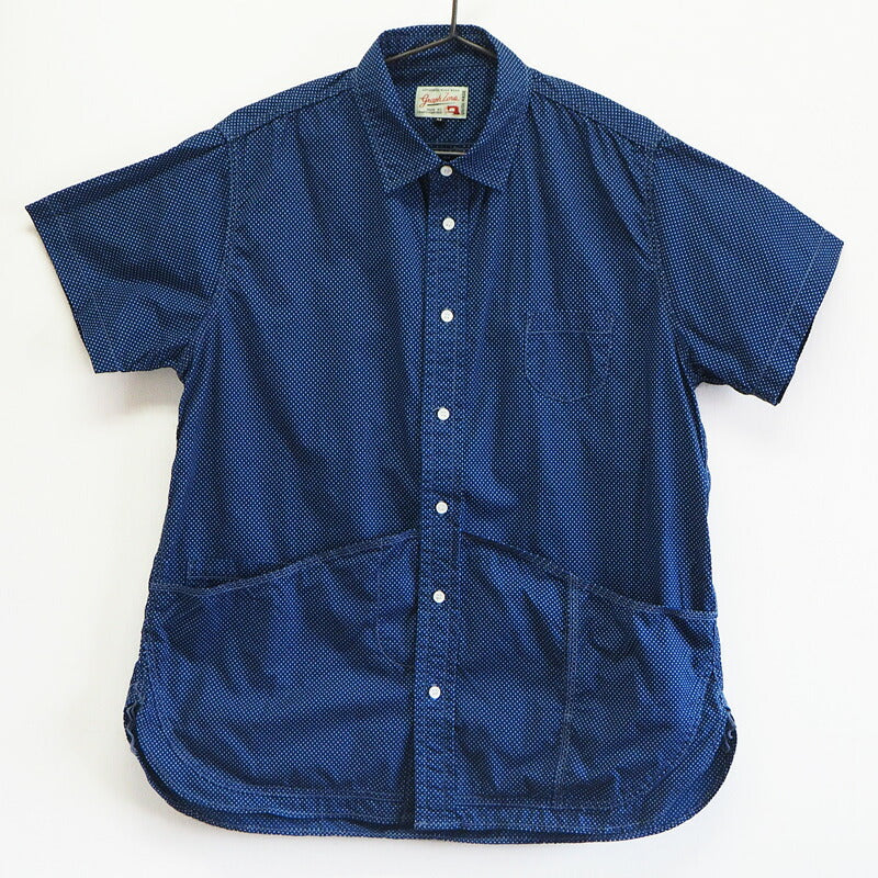 graphzero（グラフゼロ） ヘムポケットシャツ 半袖 インディゴ 抜染 ドット レディース [GZ-HMPKS-3104-DOT-LADIES]