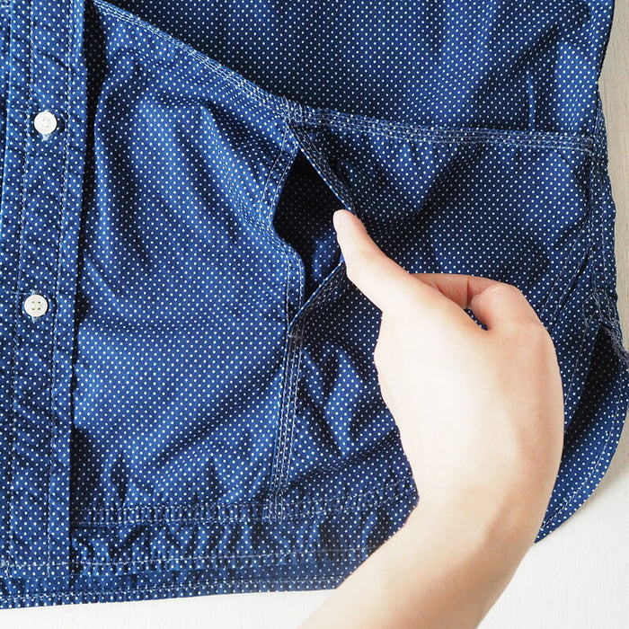 graphzero Hem Pocket Shirt Short Sleeve Indigo Discharge Dot Men's [GZ-HMPKS-3104-DOT-MENS] 
