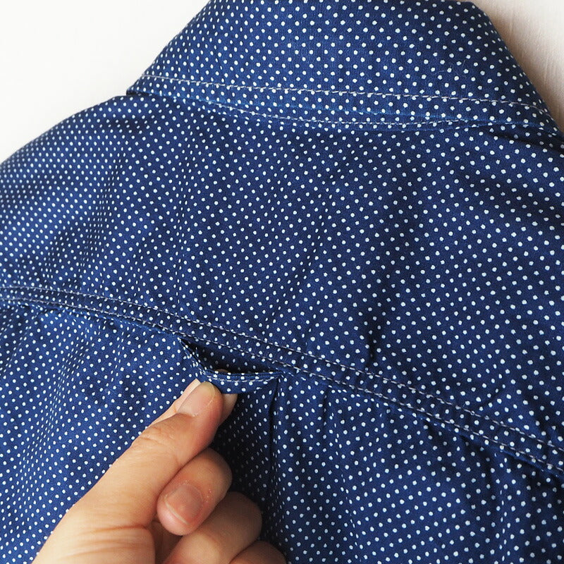 graphzero（グラフゼロ） ヘムポケットシャツ 半袖 インディゴ 抜染 ドット レディース [GZ-HMPKS-3104-DOT-LADIES]