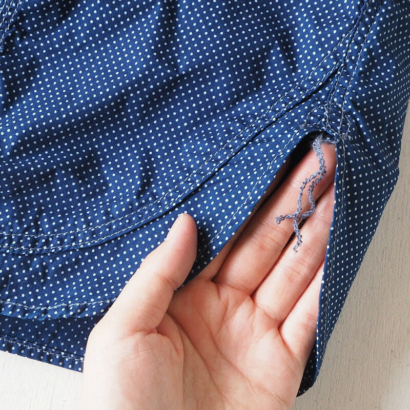 graphzero（グラフゼロ） ヘムポケットシャツ 半袖 インディゴ 抜染 ドット レディース [GZ-HMPKS-3104-DOT-LADIES]