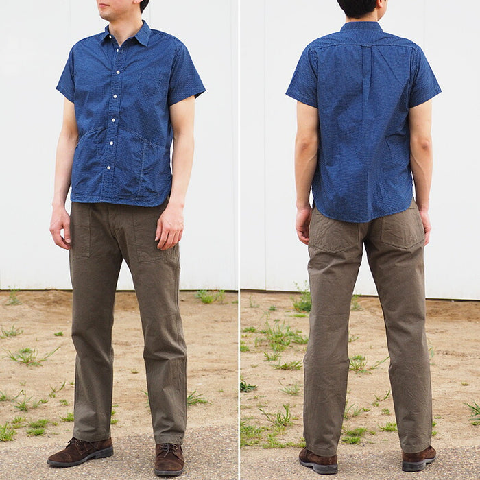 graphzero Hem Pocket Shirt Short Sleeve Indigo Discharge Dot Men's [GZ-HMPKS-3104-DOT-MENS] 