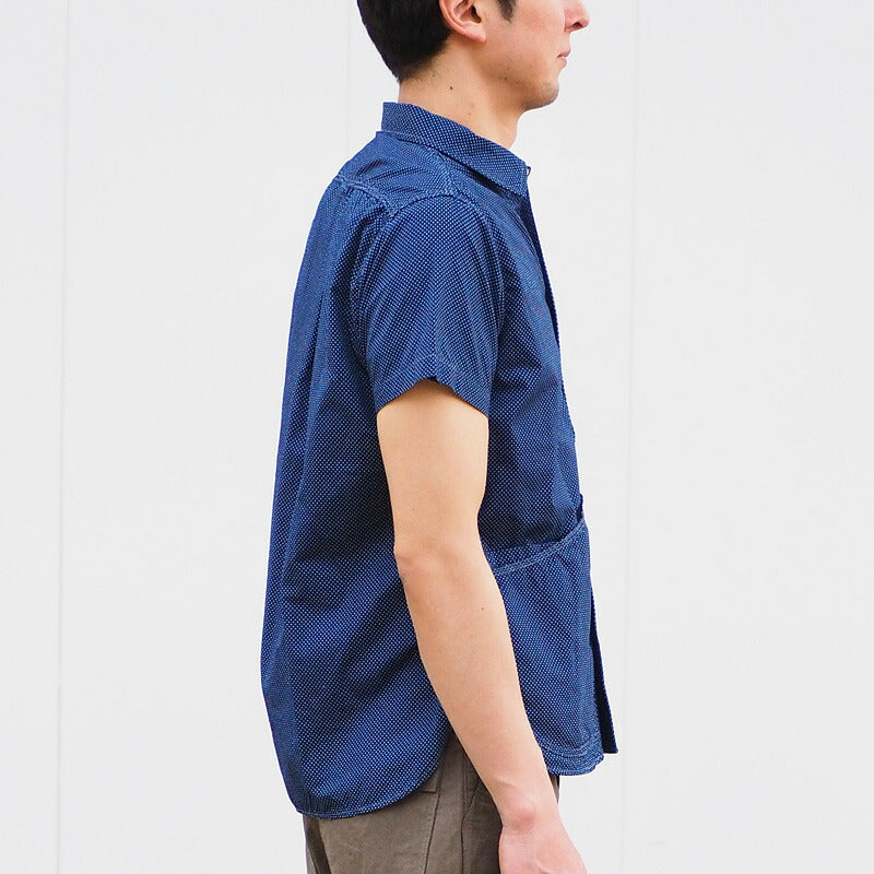 graphzero Hem Pocket Shirt Short Sleeve Indigo Discharge Dot Men's [GZ-HMPKS-3104-DOT-MENS] 