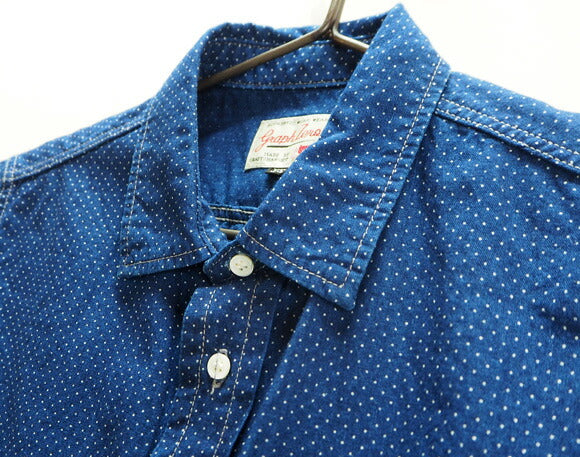 graphzero Hem pocket shirt short sleeve indigo discharge dot pattern men's [GZ-HMPKS-DT-MENS] 