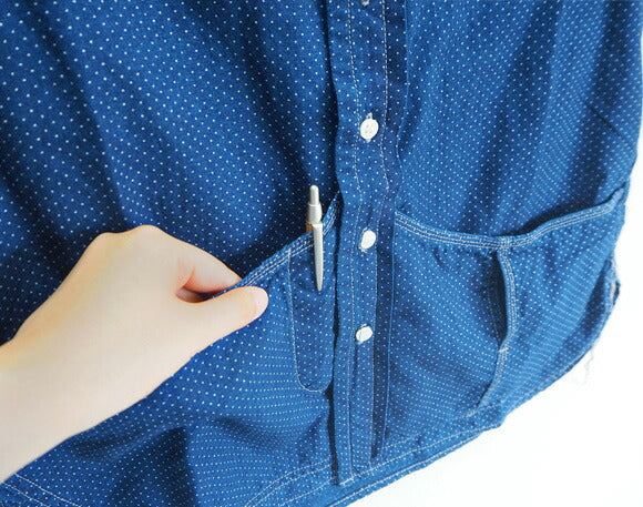 graphzero Hem pocket shirt short sleeve indigo discharge dot pattern men's [GZ-HMPKS-DT-MENS] 