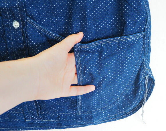 graphzero Hem pocket shirt short sleeve indigo discharge dot pattern men's [GZ-HMPKS-DT-MENS] 