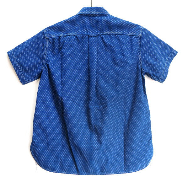 graphzero 下擺口袋襯衫短袖靛藍放電圓點圖案男式 [GZ-HMPKS-DT-MENS] 