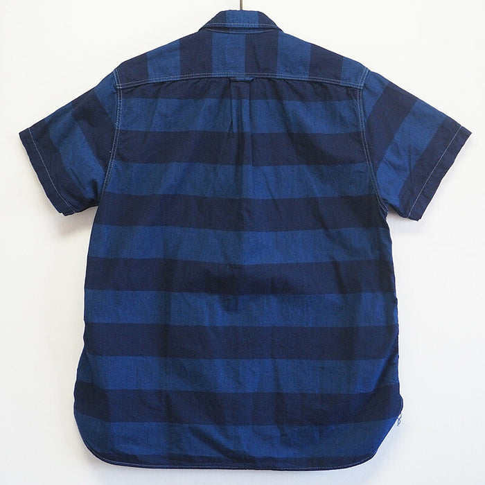 graphzero Hem Pocket Shirt Short Sleeve Indigo Border Men's [GZ-HMPKS-3104-IDBD-MENS] 