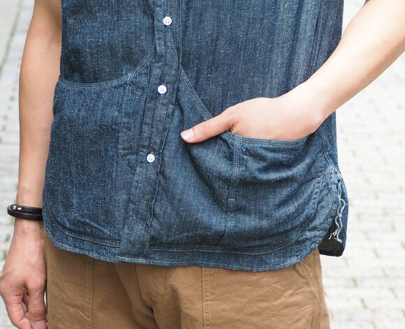 graphzero Hem Pocket Shirt Short Sleeve Nep Denim Gray Men's [GZ-HMPKS-NP-MENS] 