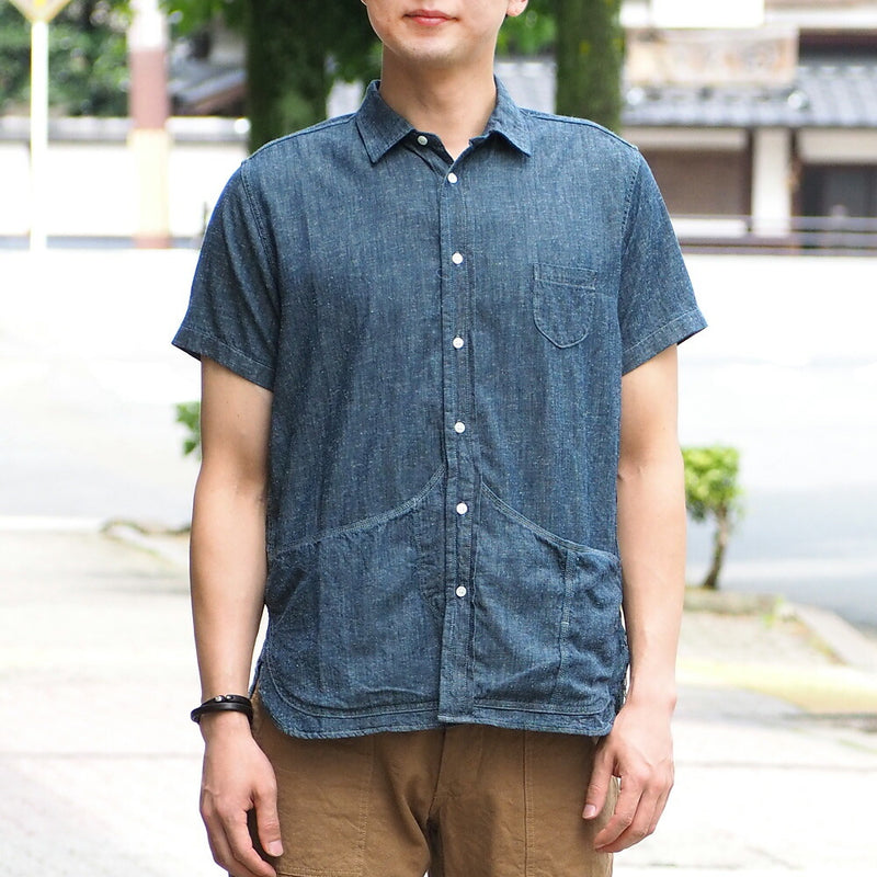 graphzero Hem Pocket Shirt Short Sleeve Nep Denim Gray Men's [GZ-HMPKS-NP-MENS] 
