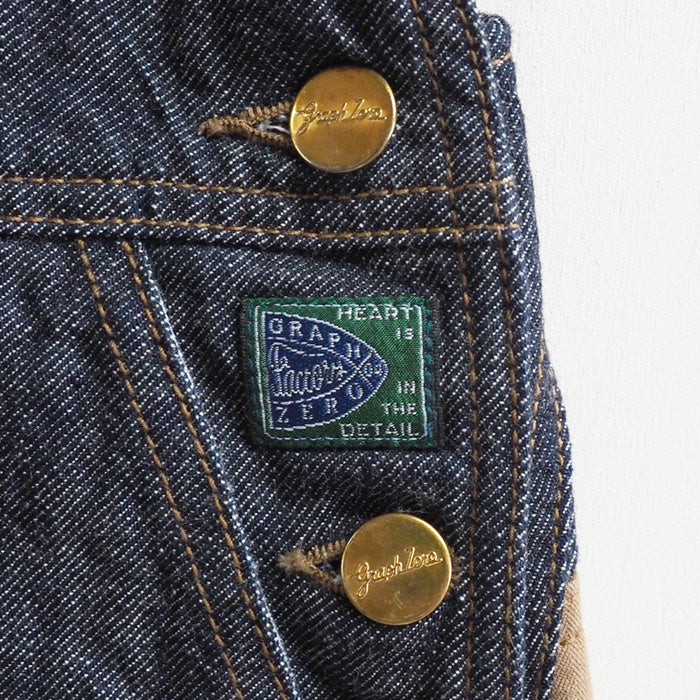 graphzero Hunting Overalls Denim Indigo x Beige Men's Women's [GZ-HOR2-0107-IDBE] 