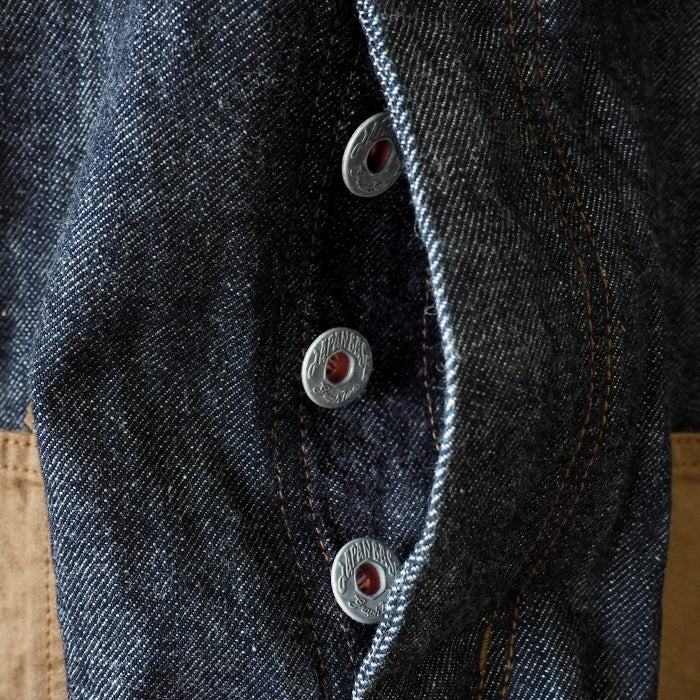 graphzero Hunting Overalls Denim Indigo x Beige Men's Women's [GZ-HOR2-0107-IDBE] 