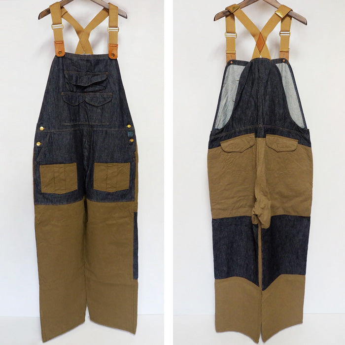 graphzero Hunting Overalls Denim Indigo x Beige Men's Women's [GZ-HOR2-0107-IDBE] 