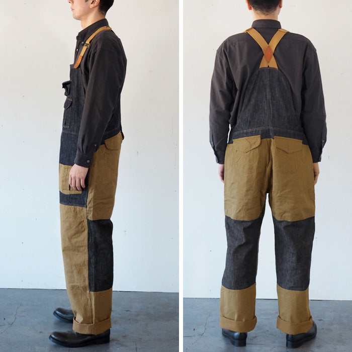 graphzero Hunting Overalls Denim Indigo x Beige Men's Women's [GZ-HOR2-0107-IDBE] 