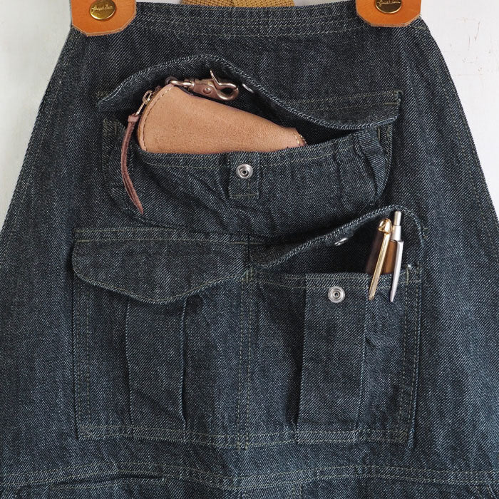 graphzero(グラフゼロ) ハンティング オーバーオール デニム インディゴ×カーキ メンズ レディース [GZ-HOR2-0107-IDKH]