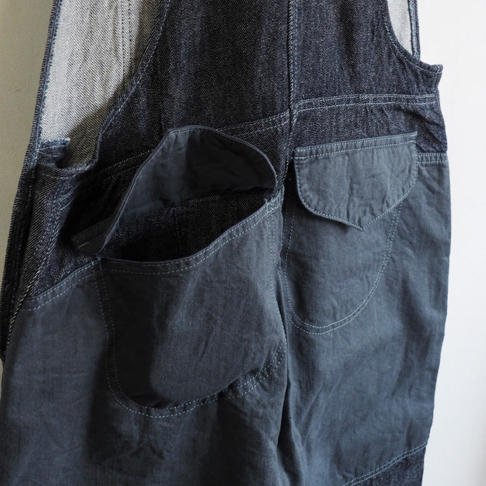 graphzero(グラフゼロ) ハンティング オーバーオール デニム インディゴ×ネイビー メンズ レディース [GZ-HOR2-0107-IDNV]