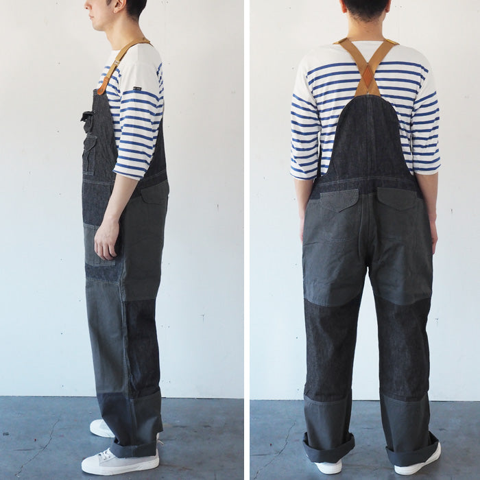 graphzero(グラフゼロ) ハンティング オーバーオール デニム インディゴ×ネイビー メンズ レディース [GZ-HOR2-0107-IDNV]