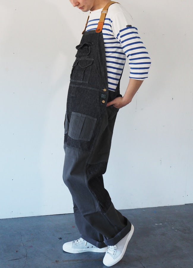 graphzero(グラフゼロ) ハンティング オーバーオール デニム インディゴ×ネイビー メンズ レディース [GZ-HOR2-0107-IDNV]