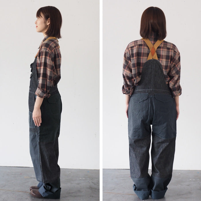 graphzero(グラフゼロ) ハンティング オーバーオール デニム インディゴ×ネイビー メンズ レディース [GZ-HOR2-0107-IDNV]