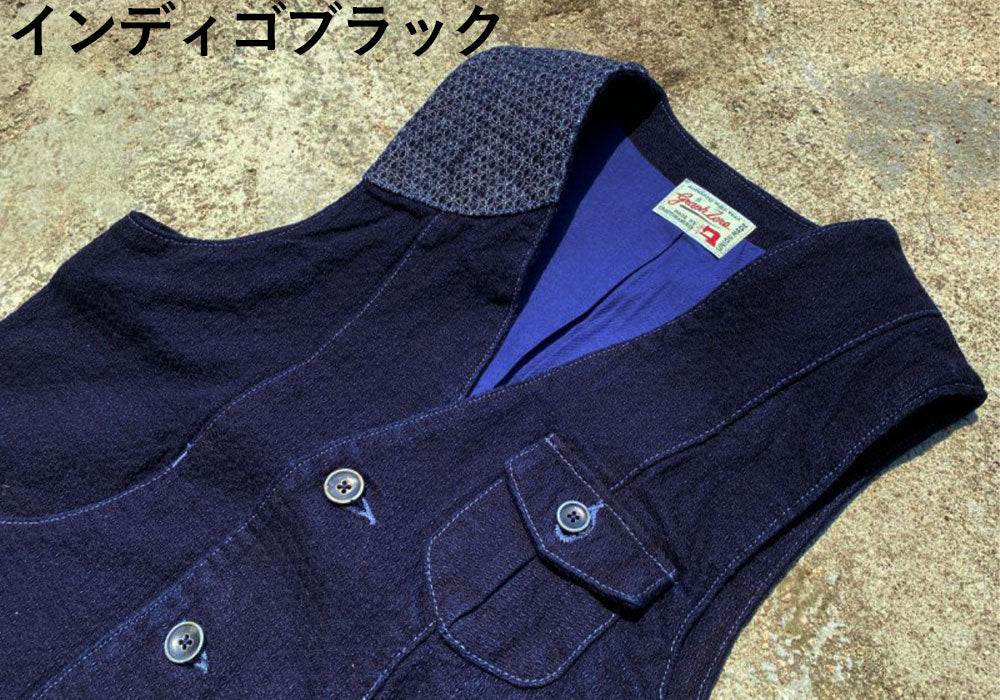 [2 colors] graphzero Hunting Vest Selvage Jacquard Indigo Men's Women's Unisex [GZ-HUVT-0405]