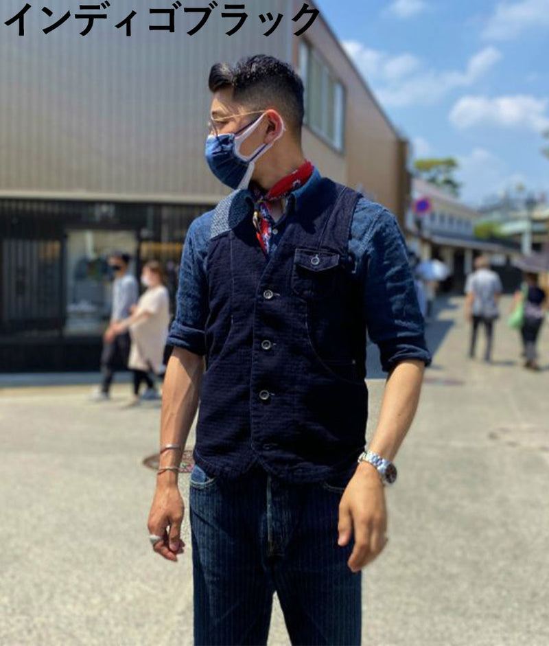 【2色】graphzero(グラフゼロ) ハンティングベスト セルビッチジャガード インディゴ メンズ レディース 男女兼用 [GZ-HUVT-0405]