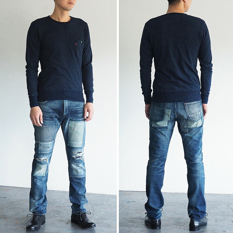 graphzero（グラフゼロ） インディゴロープ染色 山ポケット クルーネックTシャツ 長袖 メンズ [GZ-IDTCL-0110-MENS]