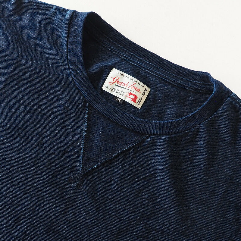 graphzero（グラフゼロ） インディゴロープ染色 山ポケット クルーネックTシャツ 長袖 メンズ [GZ-IDTCL-0110-MENS]