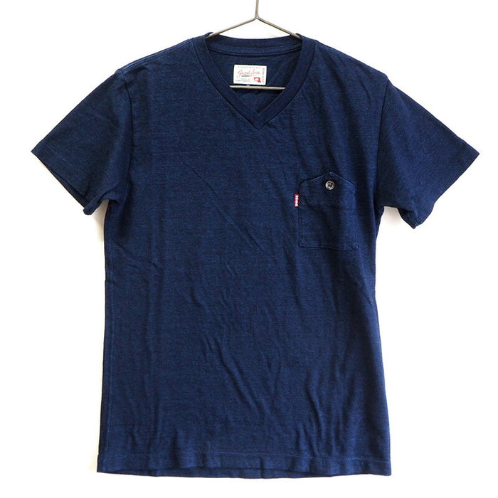 graphzero (graph zero) Indigo rope dyeing Mountain pocket V-neck T-shirt Ladies [GZ-IDTV-0104-LADIES] 