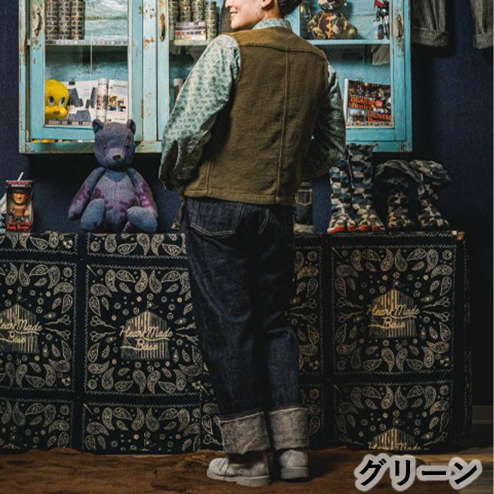 [2 colors] graphzero Jean shirt long sleeve leaf herringbone pattern blue green men's women's unisex [GZ-JWLS-0412]