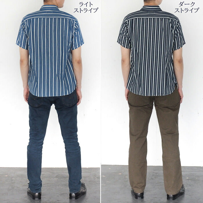[2 colors] graphzero “Jean Jacket shirt” Jean shirt random stripe short sleeve men's [GZ-JWSS-3104-MENS] 