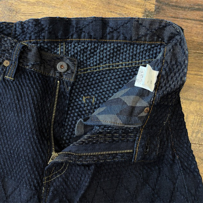 graphzero Kendo denim straight jeans blue × white 11oz men's one wash [GZ-KNST-0312-BLWH] Okayama Kurashiki Kojima jeans brand Japanese pattern Japanese style