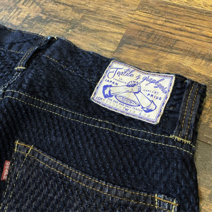 graphzero Kendo denim straight jeans blue × white 11oz men's one wash [GZ-KNST-0312-BLWH] Okayama Kurashiki Kojima jeans brand Japanese pattern Japanese style