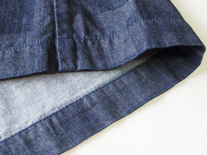 graphzero 5oz block denim gaucho pants indigo × white [GZ-LA-GPT-BWH]