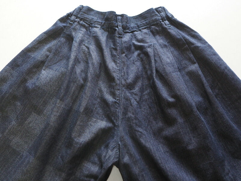 graphzero 5oz block denim gaucho pants indigo × white [GZ-LA-GPT-BWH]