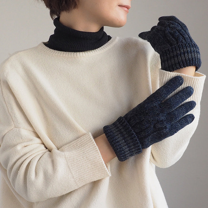 graphzero (graph zero) Knit Gloves Gloves Indigo x Gray Cotton Wool Men's Women's Unisex [GZ-NGID-0110] Gloves Okayama Kurashiki Kojima Jeans Denim Brand 