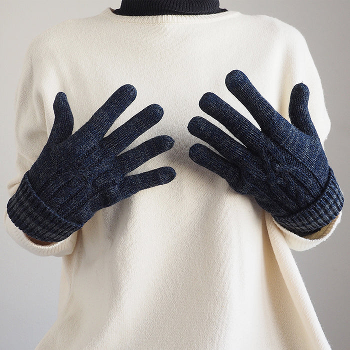 graphzero (graph zero) Knit Gloves Gloves Indigo x Gray Cotton Wool Men's Women's Unisex [GZ-NGID-0110] Gloves Okayama Kurashiki Kojima Jeans Denim Brand 