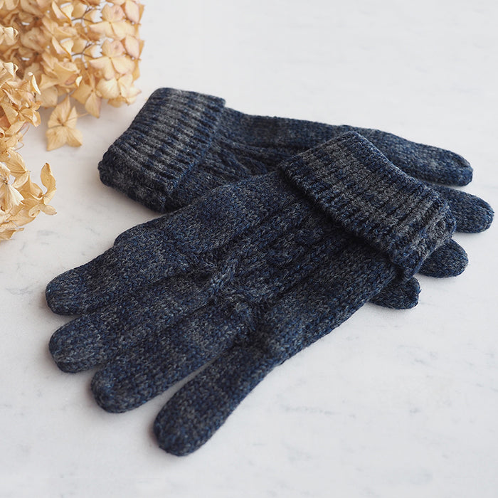 graphzero (graph zero) Knit Gloves Gloves Indigo x Gray Cotton Wool Men's Women's Unisex [GZ-NGID-0110] Gloves Okayama Kurashiki Kojima Jeans Denim Brand 