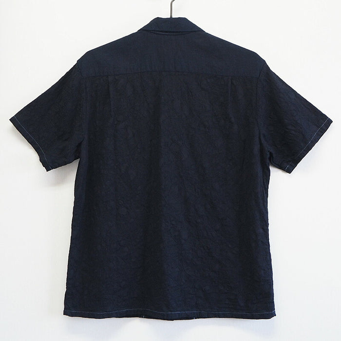 graphzero Open Collar Shirt Short Sleeve Indigo Paisley Men's [GZ-OPC-3004-PAI-MENS] 