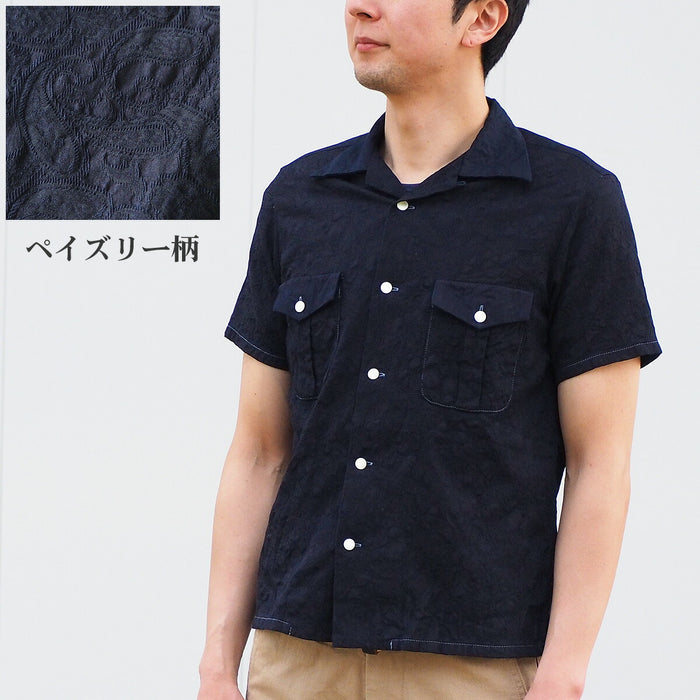 graphzero（グラフゼロ） オープンカラーシャツ 半袖 インディゴ ...