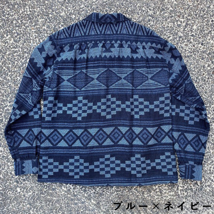 【3色】graphzero (グラフゼロ) プリーツ 長袖シャツ ネイティブ柄 メンズ レディース 男女兼用 [GZ-PLSHL-0411]