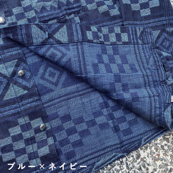 [3 colors] graphzero pleated long-sleeved shirt native pattern men's women's unisex [GZ-PLSHL-0411]