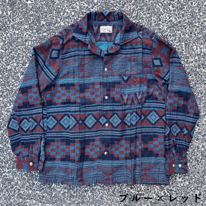 【3色】graphzero (グラフゼロ) プリーツ 長袖シャツ ネイティブ柄 メンズ レディース 男女兼用 [GZ-PLSHL-0411]