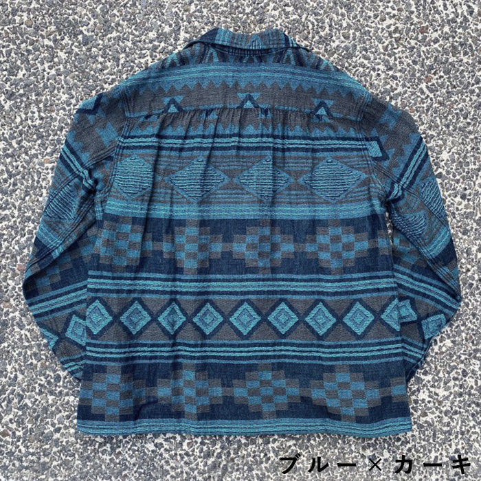 【3色】graphzero (グラフゼロ) プリーツ 長袖シャツ ネイティブ柄 メンズ レディース 男女兼用 [GZ-PLSHL-0411]